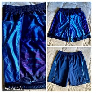 Vtg Y2K NIKE Reversible Silky Dazzle Basketball Shorts Men's M Blue Purple Mesh